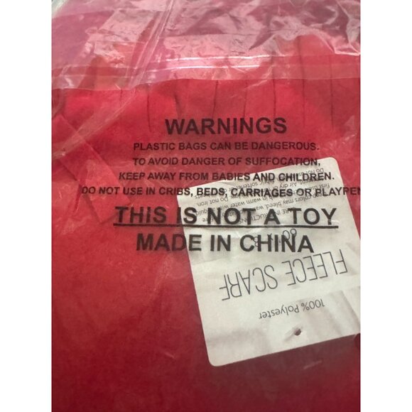 Red Fleece Scarf 60" X 8" 100% Polyester - Picture 6 of 6